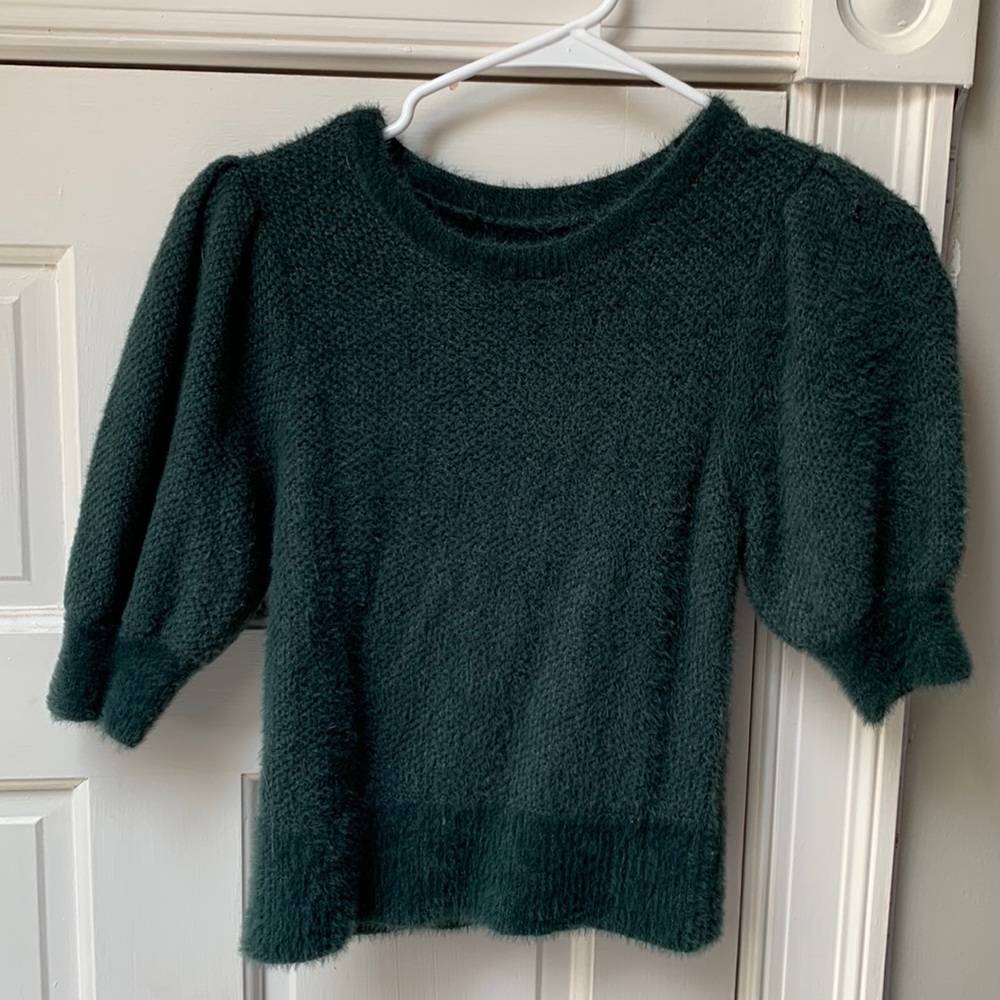 Abercrombie & Fitch, XS, teal green, puff sleeve sweater